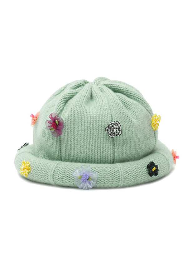 YANYAN KNITS ribbon beanie YYK-YYW23-1921-QL light green PYYK2